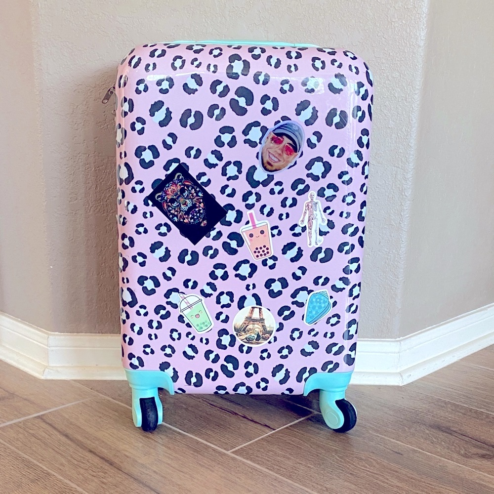 Cat & Jack Pink Leopard Print Kids Suitcase